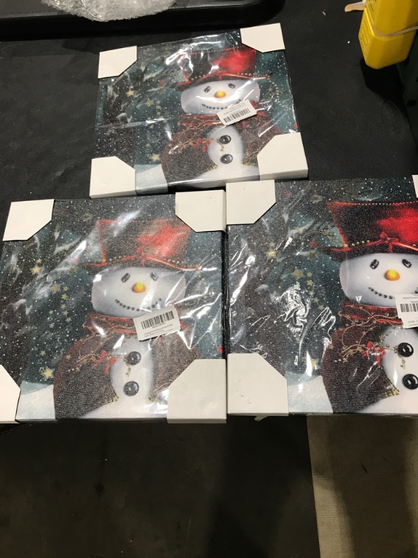 Photo 1 of 3 canvas snowman paintings
