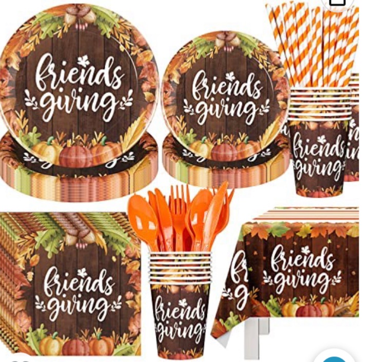 Photo 1 of 194PCS Friendsgiving Party Supplies Thanksgiving Disposable Dinnerware Set for 24 Guests Friendsgiving Fall Plates and Cups, Cutlery, Tablecloth for Thanksgiving Fall Autumn Dinner Party Decorations
