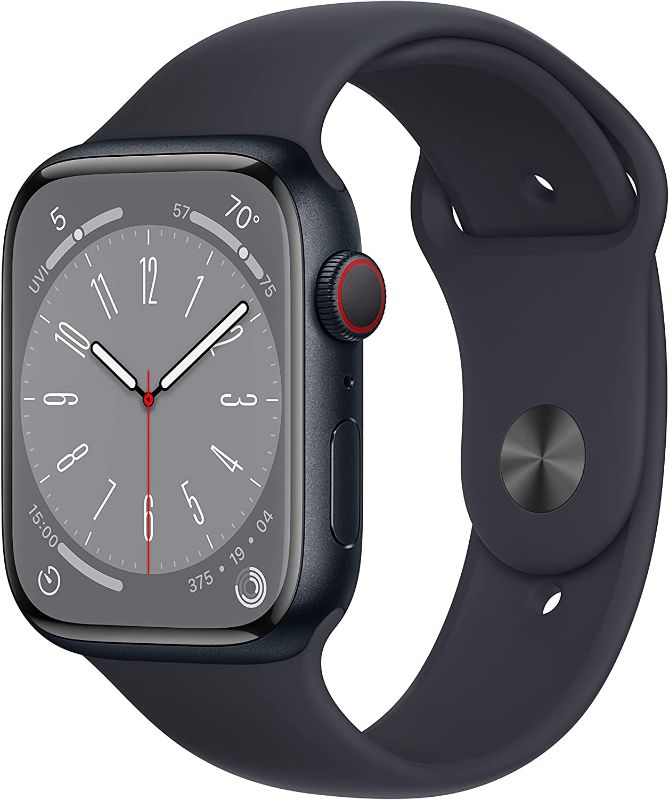 Photo 1 of Apple Watch Series 8 [GPS 45mm] Smart Watch w/ (Product) RED Aluminum Case with (Product) RED Sport Band - M/L. Fitness Tracker, Blood Oxygen & ECG Apps, Always-On Retina Display, Water Resistant 45mm M/L - fits 160–210mm wrists 45mm (PRODUCT)RED Aluminiu