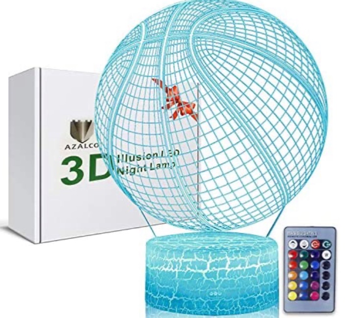 Photo 1 of 3D Illusion Basketball Night Lamp 16 Color Change Touch White Crack Base Remote Control Birthday Present Boys Girls Party Kids Home Decor Desk Basketball Lover Teenager Christmas Gifts Xmas Gift