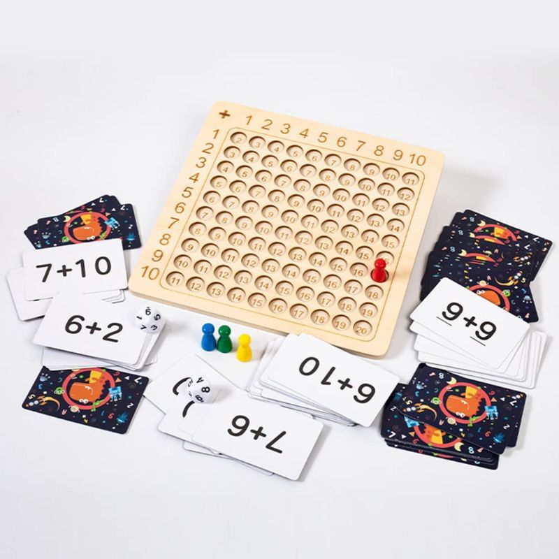 Photo 1 of EnerPlex Multiplication Games Board Game Table Wooden Math Children Counting Toy Educational Multiplication Board Game Wooden Math Blocks Board for Toddlers Kids
