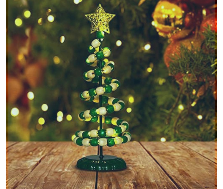 Photo 1 of  Venniy Tabletop Mini Christmas Tree, Beaded Christmas Tree Table Lamp with LED String Lights for Home Bedroom Table Desk Christmas Decoration-Green
 
 
