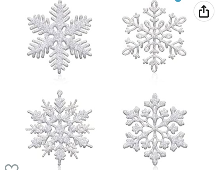 Photo 1 of 36pcs Silver Glitter Snowflake Ornaments, 4 Inch Plastic Snowflake Hanging Decorations Christmas Tree Ornaments for Winter Wonderland Holiday Party
2 PACK