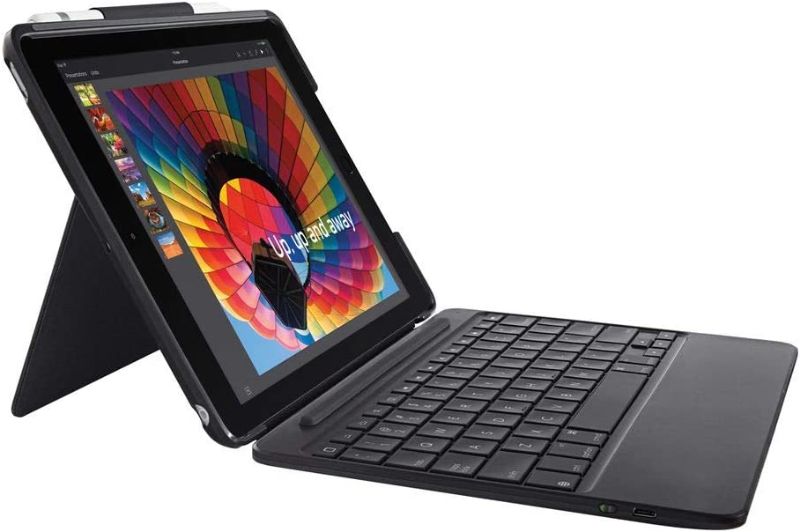 Photo 1 of Logitech Slim Combo Case with Detachable Backlit Bluetooth Keyboard for iPad (5th & 6th Generation), Black
