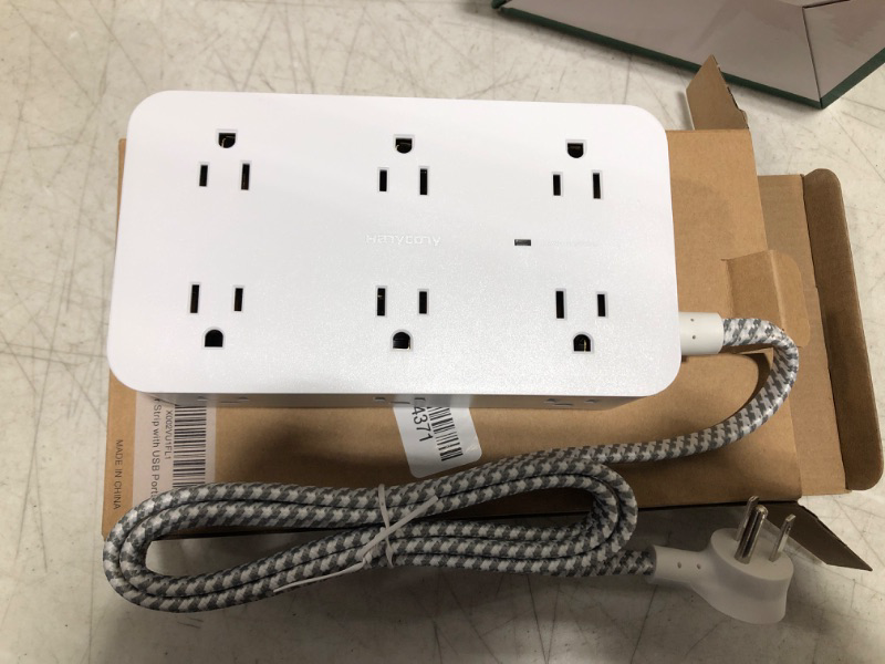 Photo 2 of Power Strip Surge Protector- 3 Side 12 Wide Outlets 4 USB Ports, 5Ft Extension Cord Flat Plug, Overload Surge Protection, Wall Mount, Desk Charging Station for Office Home Dorm Essentials ETL Listed
