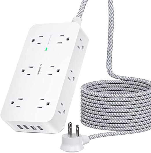 Photo 1 of Power Strip Surge Protector- 3 Side 12 Wide Outlets 4 USB Ports, 5Ft Extension Cord Flat Plug, Overload Surge Protection, Wall Mount, Desk Charging Station for Office Home Dorm Essentials ETL Listed
