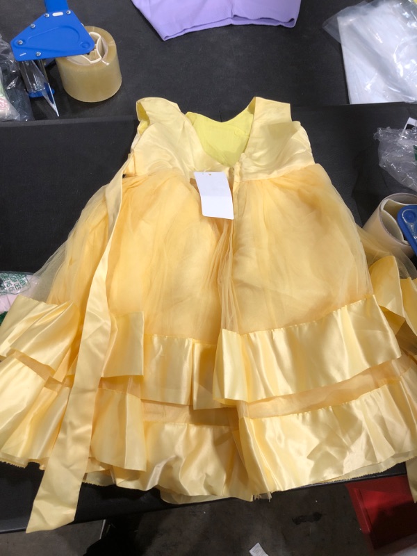 Photo 2 of 3M-6T Baby Girl Ruffle Lace Backless Pageant Dress Toddler Tutu Gown Flower Tulle Party Dresses Yellow 5-6 Years