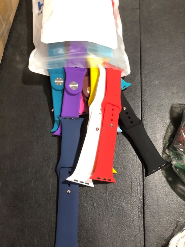 Photo 1 of 15 Pack Bands Compatible with Apple Watch Band 38mm 40mm 41mm 42mm 44mm 45mm 49mm for Women Men, Soft Silicone Sport Replacement Strap Wristbands for iWatch Series Ultra 8/7/6/5/4/3/2/1/ SE 42/44/45/49mm M/L a. Pack of 15