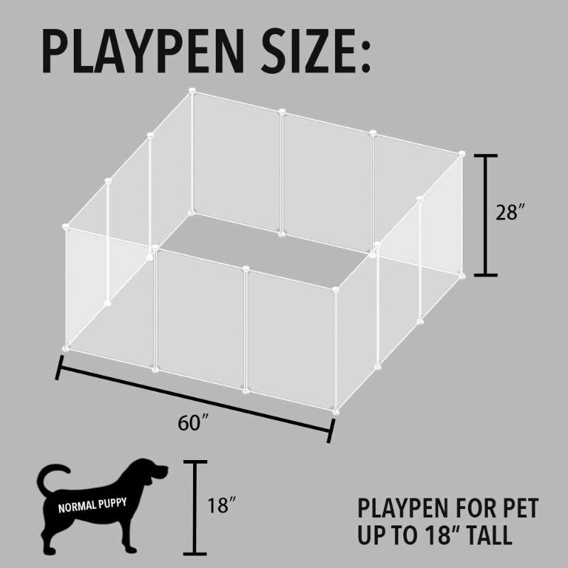 Photo 1 of ALLISANDRO Small Pet Playpen, Small Animal Cage for Indoor Outdoor Use, Foldable Yard Fence for Small Animal, Puppy, Kitten, Guinea Pigs, Bunny, Turtle, Hamster,Transparent,12 Playpen, 20X28
