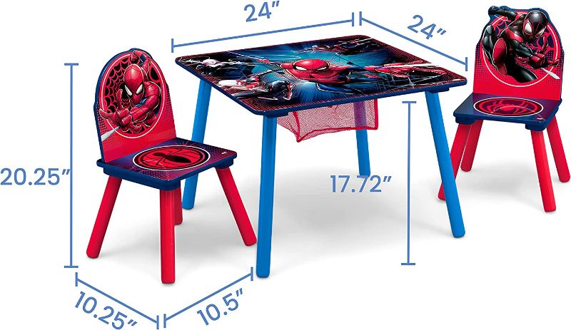 Photo 1 of Delta Children Marvel Spider-Man Kids Table Set with Storage (2 Chairs Included) Greenguard Gold Certified, Blue/Red
