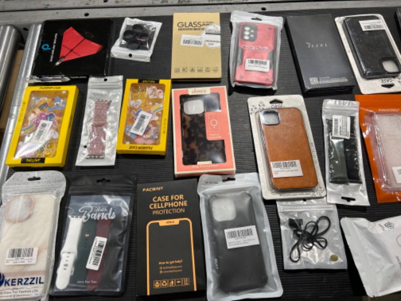 Photo 1 of MISC BOX LOF OF PHONE CASE, SCREEN PROTECTORS, AND WATCH BANDS 