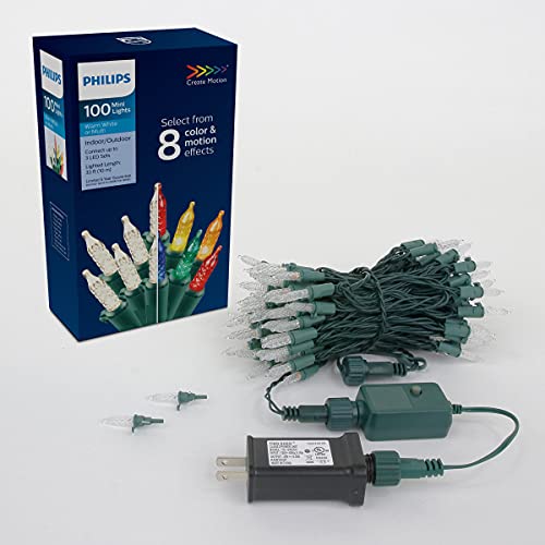 Photo 1 of PHILIPS 100 LED 8 Function Bicolor Faceted Mini Christmas Lights on Green Wire - UL Listed for Indoor/Outdoor Use - 35.3.3' Length with 4" Bulb Spacin
