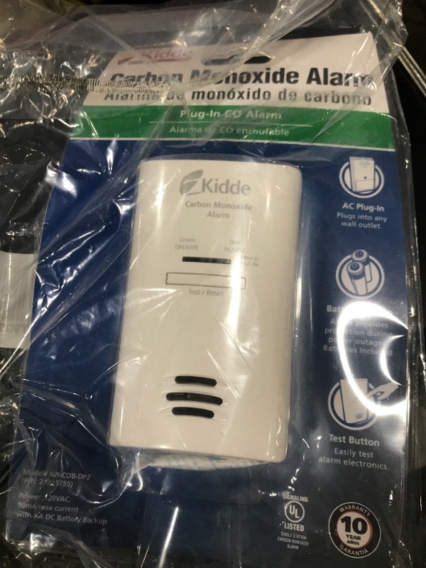 Photo 1 of Kidde AC Plug-in Carbon Monoxide Detector with Battery Backup CO Alarm with LED Light Indicators
