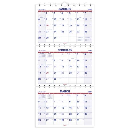 Photo 1 of At-a-GLANCE Move-a-Page Three Month 2023 Wall Calendar Large 12 X 27 - Monthly
