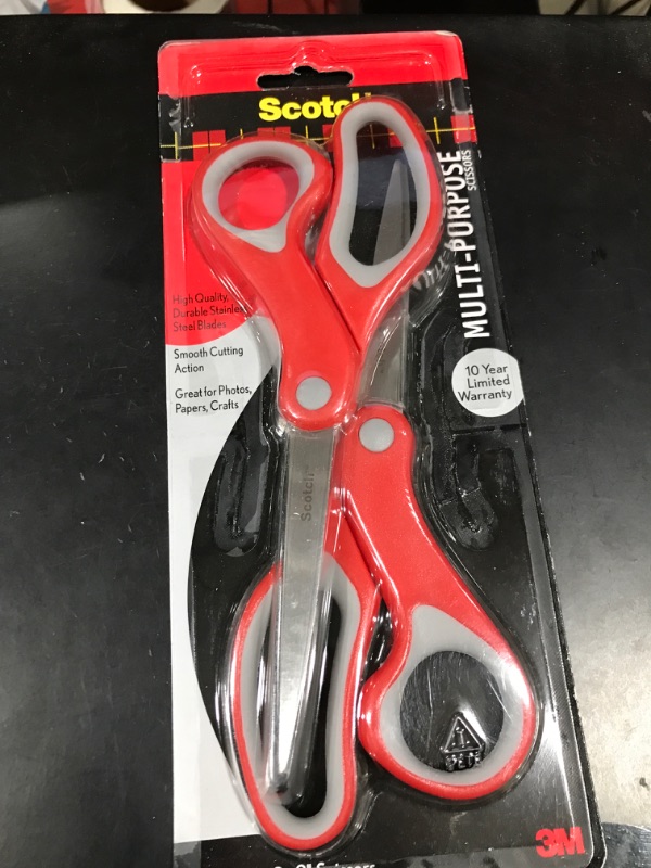 Photo 2 of Scotch 8 Multipurpose Stainless Steel Scissors 2 Pack Red/Gray
