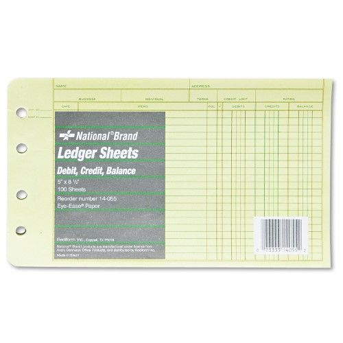 Photo 1 of National Extra Sheets for Four-Ring Ledger Binder 5 in X 8.5 in 100 per Pack Green
