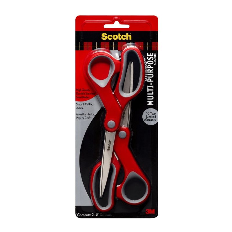 Photo 1 of Scotch 8 Multipurpose Stainless Steel Scissors 2 Pack Red/Gray
