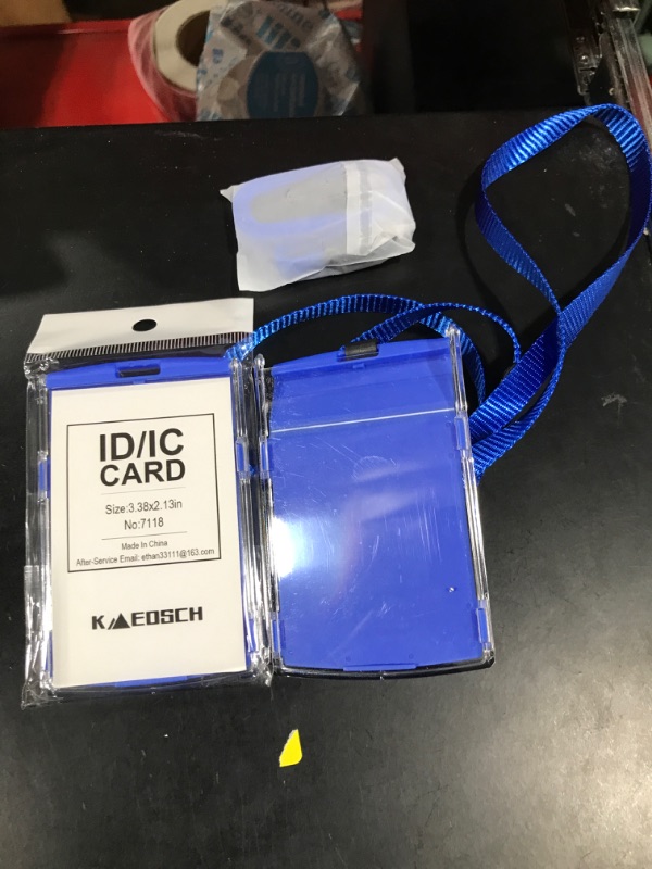 Photo 1 of 2 pocket blue ID card holders with lanyard 