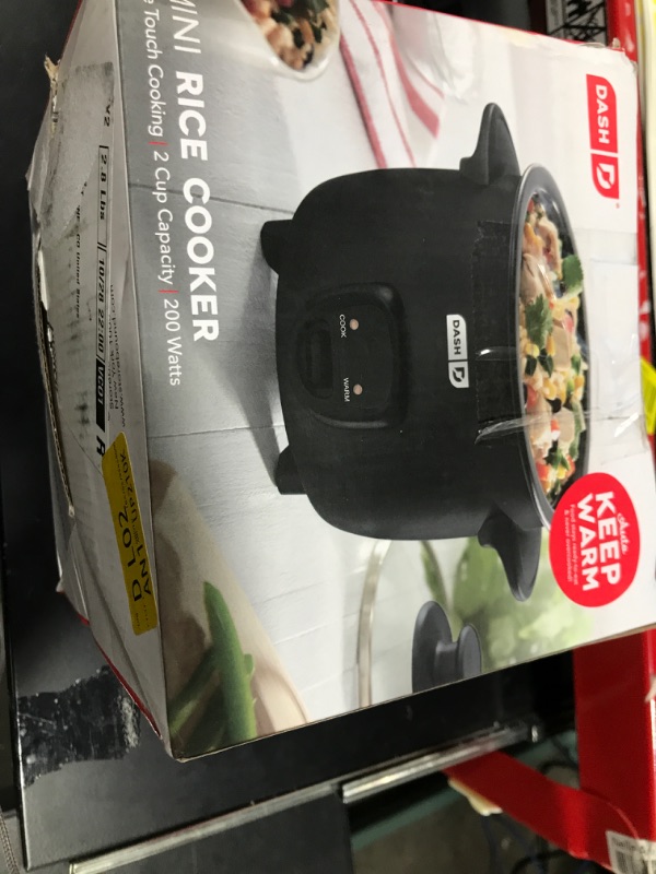 Photo 2 of DASH Mini Rice Cooker Steamer with Removable Nonstick Pot, Keep Warm Function & Recipe Guide, 2 cups, for Soups, Stews, Grains & Oatmeal - Black
