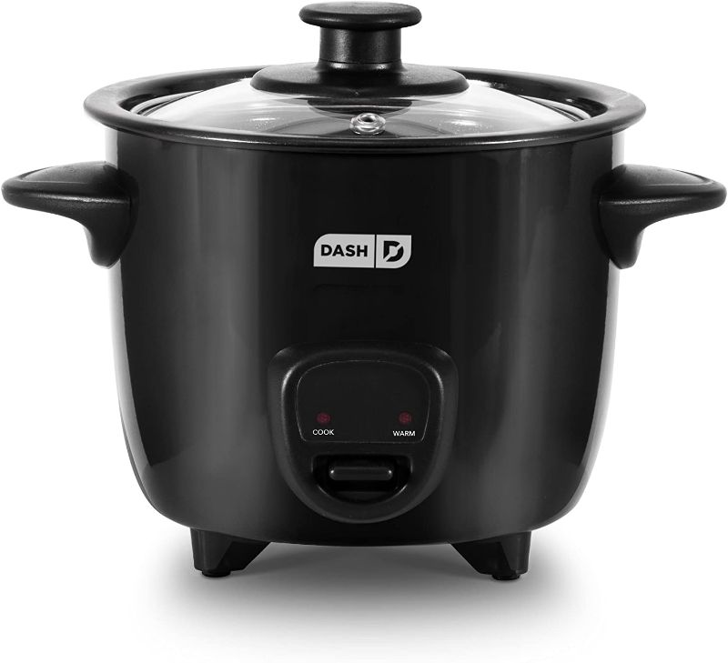 Photo 1 of DASH Mini Rice Cooker Steamer with Removable Nonstick Pot, Keep Warm Function & Recipe Guide, 2 cups, for Soups, Stews, Grains & Oatmeal - Black
