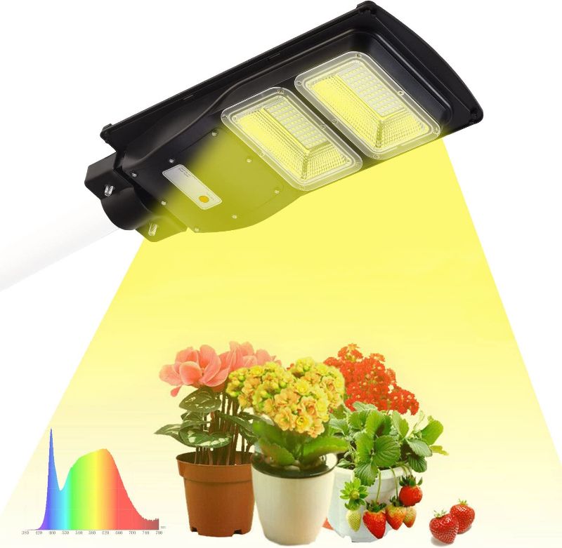 Photo 1 of BSOD Solar Grow Lights for Outdoor Plants, Cordless Full Spectrum Growing Led Greenhouse Lamp with Timer Auto Remote Wireless Waterproof,2in1 Motion Sensor Street & Plant Light 