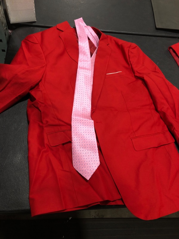 Photo 1 of LARGE RED SUIT PINK TIE