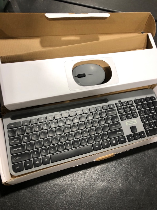 Photo 1 of Wireless Keyboard and Mouse, Quiet Full-Size Keyboard with Phone Holder, Cordless USB Mouse and Keyboard Set for Mac, Computer, Laptop, Windows, PC, Dell by Deeliva - Wine Red