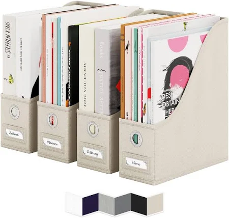 Photo 1 of Neaterize Magazine Holder. Set of 4 File Holder and Magazine Rack Heavy-Duty Desk Paper Organizer Great for Students and Teacher, Home or Just any
