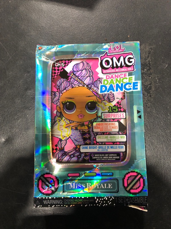 Photo 2 of LOL Surprise OMG Dance Dance Dance Miss Royale Fashion Doll with 15 Surprises Including Magic Black Light, Shoes, Hair Brush, Doll Stand and TV Package - Great Gift for Girls Ages 4+