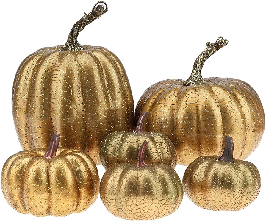 Photo 1 of 6 PC FAKE PUMPKIN GOLD 