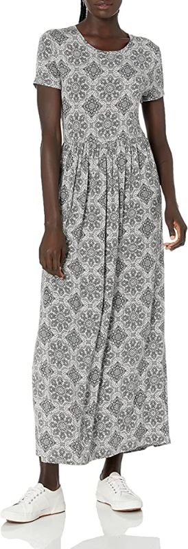 Photo 1 of Amazon Essentials Women's Short-Sleeve Waisted Maxi Dress. SIZE X-SMALL. 
