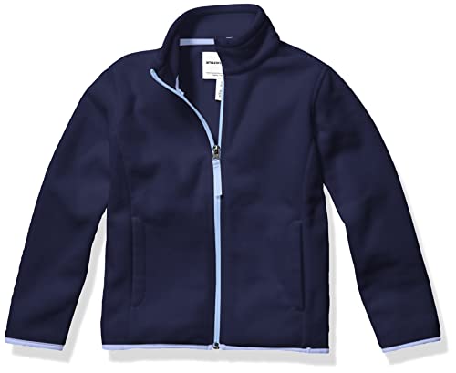 Photo 2 of Amazon Essentials Girls' Polar Fleece Full-Zip Mock Jacket, Navy/Lilac, Large
