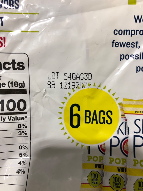 Photo 2 of  3.9 Oz Cheddar Popcorn, White - 6 Count PACK OF 2
EXPIRED EXP: 12/19/2022