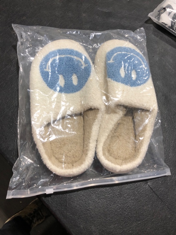 Photo 1 of 8.5 white slippers with smiley face 