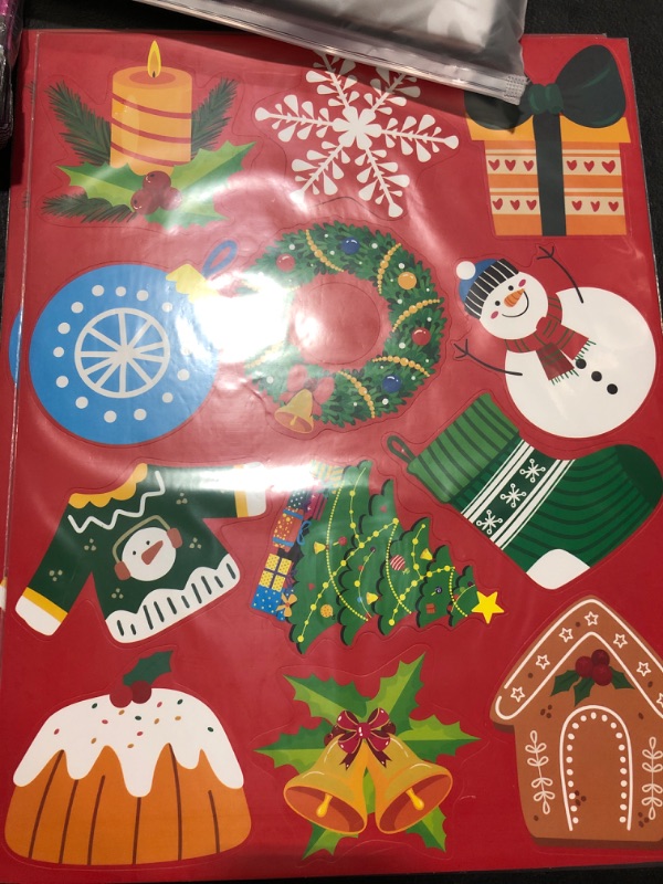 Photo 2 of 2 PACK OF 74 PCS Christmas Bulletin Board Decor, Happy Winter Holiday Decoration Stocking Candle Snowman Gingerbread Cutout Thick Cardboard Cutting Set for Classroom, Door, Window, Xmas Theme Party
 