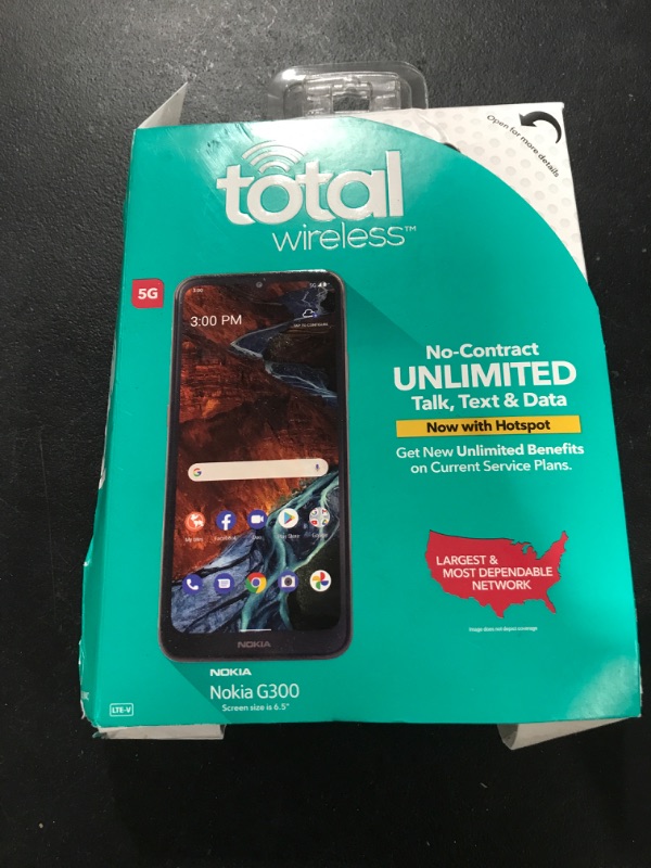 Photo 2 of Total Wireless Prepaid Nokia G300 5G (64GB) Smartphone - Black
BRAND NEW / BOX DAMAGED