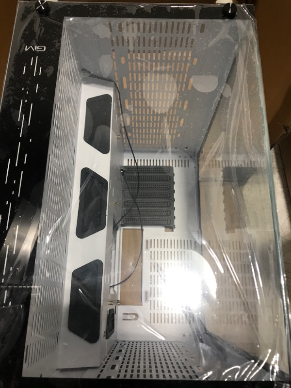 Photo 1 of GIM ATX Mid-Tower Case White Gaming PC Case 2 Tempered Glass Panels & Front Panel RGB Strip Gaming Computer Case Desktop Case USB 3.0 I/O Port, Magnet Dust Filter, Water-Cooling Ready
