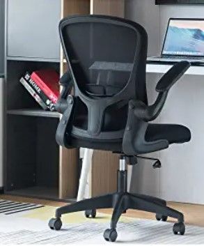 Photo 1 of Sytas Office Chair Ergonomic Desk Chair Computer Task Mesh Chair with Flip-up Arms Lumbar Support and Adjustable Height, Black
