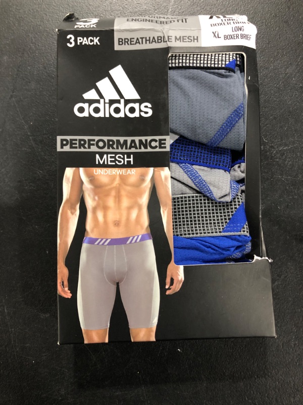 Photo 2 of Adidas Men's Sport Performance Mesh Long Boxer Briefs â€“ 3 Pack, XL, Gray
