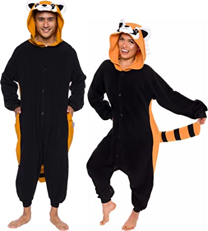 Photo 1 of Adult Onesie Halloween Costume - Red Panda - Plush One Piece Cosplay Suit for Adults, Women and Men FUNZIEZ!- medium