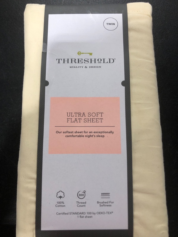 Photo 2 of 300 Thread Count Ultra Soft Flat Sheet - Threshold SIZE - TWIN