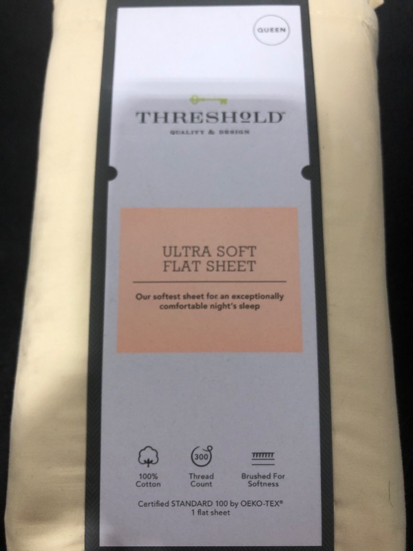 Photo 2 of 300 Thread Count Ultra Soft Flat Sheet - Threshold SIZE - QUEEN 