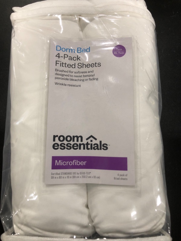 Photo 1 of 4pk Solid Microfiber Fitted Sheet - Room Essentials TWIN/XL TWIN 