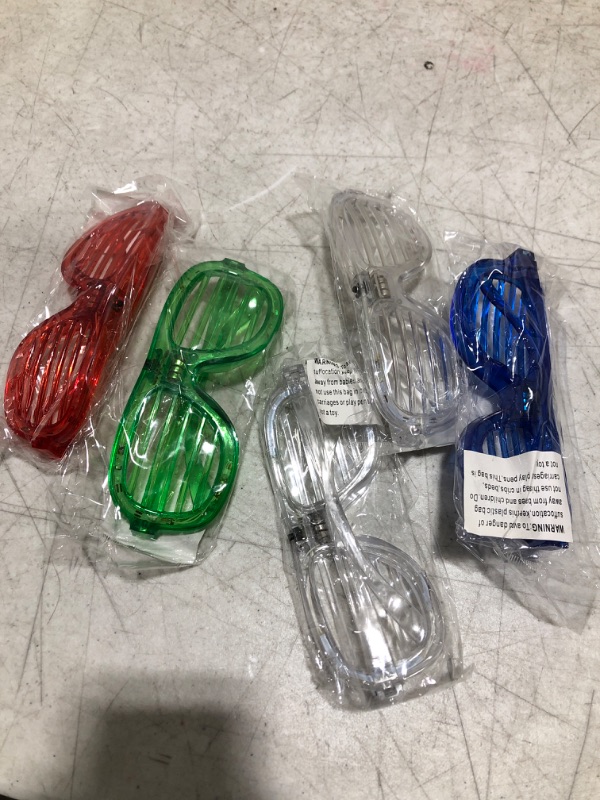 Photo 1 of 5 Pack of Light Up Glasses- 5 Neon Colors Glow Sticks Glasses, Glow In The Dark Party Supplies Favors for Kids Adult, Shutter Shades Sunglasses for Party- Birthday Wedding Halloween NYE Neon Glow Toys
