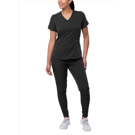 Photo 1 of Adar Pro Modern Athletic Scrub Set for Women - Modern V-Neck Scrub Top & Yoga Jogger Scrub Pants
SIZE M