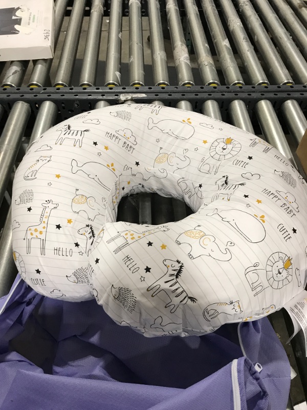 Photo 1 of Boppy Original Nursing Pillow and Positioner, Notebook Black and Gold, Cotton Blend Fabric with Allover Fashion
