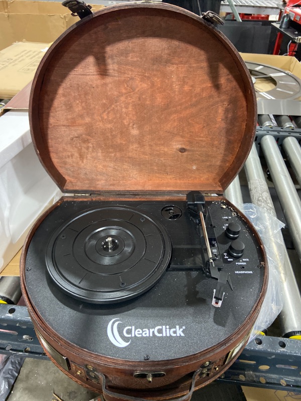 Photo 2 of ClearClick Vintage Suitcase Turntable with Bluetooth & USB - Classic Wooden Retro Style