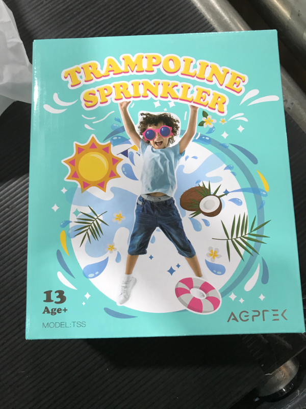 Photo 1 of AGPTEK Trampoline Sprinkler, 39.4 ft Water Play Trampoline Sprinklers for Kids, Summer Outdoor Spary Water Park Fun, Water Games Toys Sprinklers Backyard Water Park for Boys & Girls
