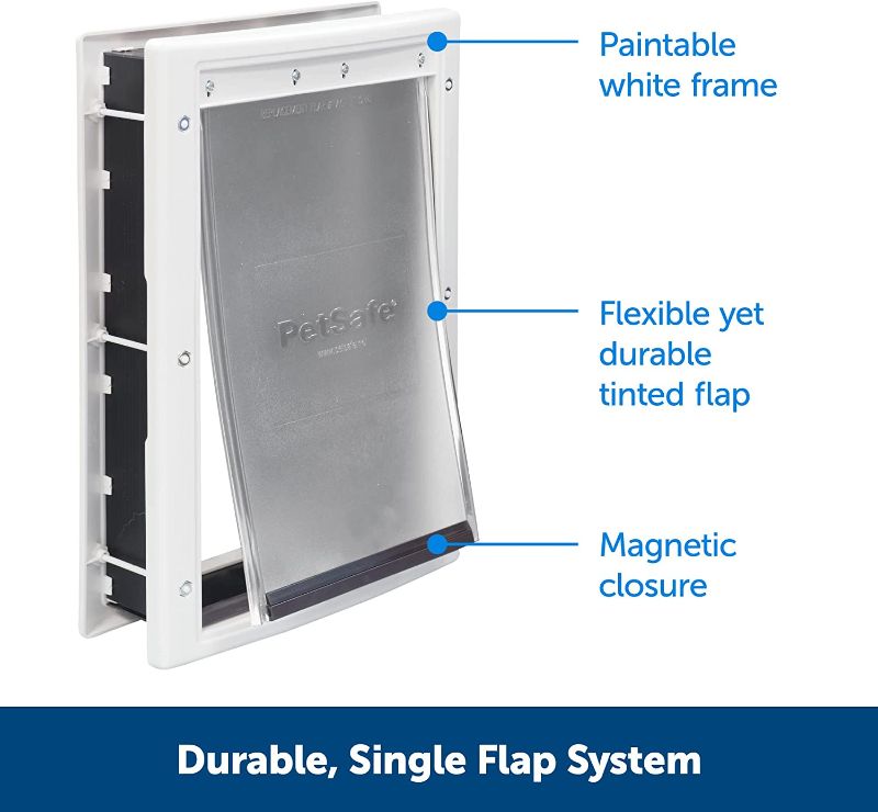 Photo 1 of **parts only** incomplete PetSafe Plastic Dog and Cat Door, large , For Pets Up To 15 lb, Paintable, Easy DIY Installation, Security Cover Included, Install in Interior and Exterior Doors or Walls, Durable, Adjustable Flap
