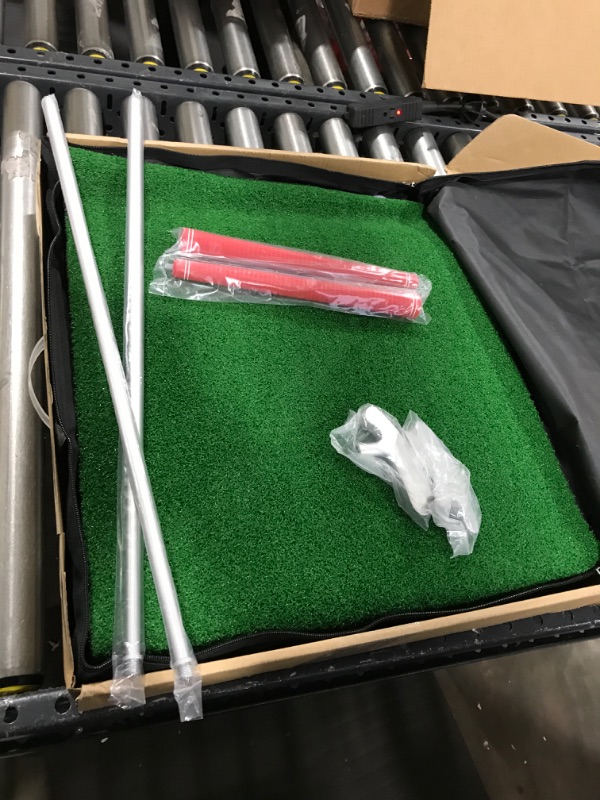Photo 1 of 2-FNS Golf Putting Green Set - Include 2 Putters, 4 Golf Balls, 1 Carrying Case - Indoor Outdoor Golf Putting Training Game Mat Red with 2 Putters